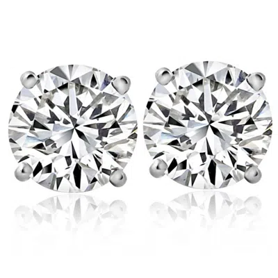 Pompeii3 6 Ct Tw Round Moissanite Studs In 14k White Gold In Metallic