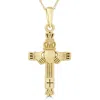 Pompeii3 14k White Or Yellow Gold Gold Celtic Cross Claddagh Pendant Necklace 1" Tall In Gold
