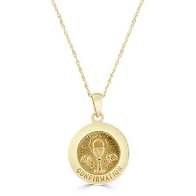 Pompeii3 14k White Or Yellow Gold Gold Confirmation Medal Pendant Necklace 14.5mm Tall In Brown