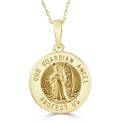 Pompeii3 14k White Or Yellow Gold Gold Our Guardian Angle Pendant Necklace 14.5mm Tall