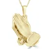 Pompeii3 14k White Or Yellow Gold Jesus Praying Hands Pendant Necklace 1" Tall 5 Grams In White