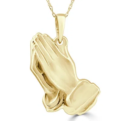 Pompeii3 14k White Or Yellow Gold Jesus Praying Hands Pendant Necklace 1" Tall 5 Grams