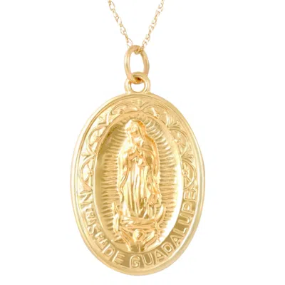 Pompeii3 14k White Or Yellow Gold Lady Of Guadalupe Medal Pendant 1" Tall 4 Grams