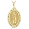 Pompeii3 14k White Or Yellow Gold Mother Mary Pray For Us Pendant Necklace 1" Tall 5grams In White