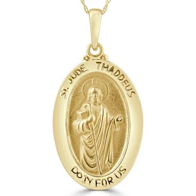 Pompeii3 14k White Or Yellow Gold Mother St. Jude Thadeus Pendant Necklace 1" Tall 4grams