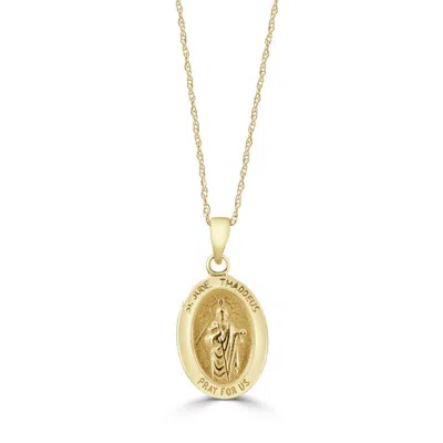 Pompeii3 14k White Or Yellow Gold Mother St. Jude Thadeus Pendant Necklace 14.5mm Tall In Brown