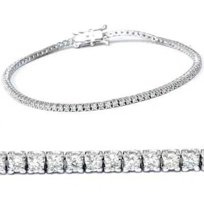 Pompeii3 14k White Or Yellow Gold Round-cut Diamond Tennis Bracelet 2cttw 7" Women's In Silver