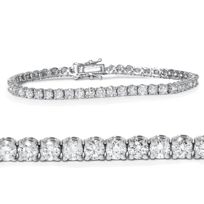 Pompeii3 14k White, Rose, Or Yellow Gold Round Diamond Tennis Bracelet 5cttw 7" Women's In Silver