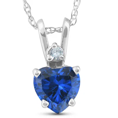 Pompeii3 14k White, Yellow, Or Rose Gold Diamond & Blue Sapphire Heart Pendant Necklace