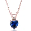 Pompeii3 14k White, Yellow, Or Rose Gold Diamond & Blue Sapphire Heart Pendant Necklace In Multi