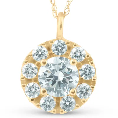 Pompeii3 14k Yellow Gold 1 1/2ct Circle Round Lab Grown Diamond Pendant Necklace In Multi