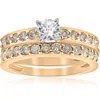 Pompeii3 14k Yellow Gold 1 Carat Diamond Engagement Ring Matching Wedding Band Set In Silver