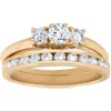 Pompeii3 14k Yellow Gold 1ct Diamond Engagement Wedding Ring Set 3stone Channel Set Round In Multi