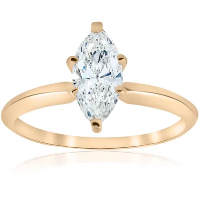 Pompeii3 14k Yellow Gold 1ct Marquise Diamond Engagement Solitaire Ring In Silver