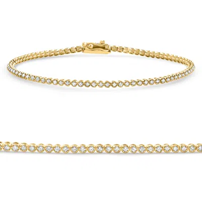 Pompeii3 14k Yellow Gold 1ct Tw Natural Diamond Tennis Line Bracelet 7"
