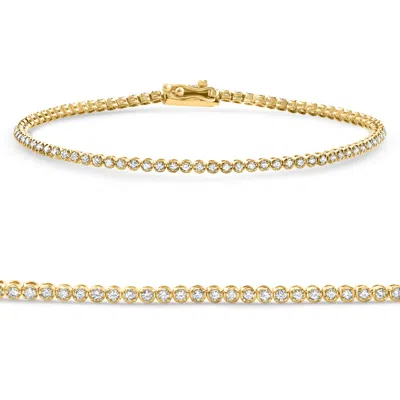Pompeii3 14k Yellow Gold 1ct Tw Natural Diamond Tennis Line Bracelet 7" In Multi
