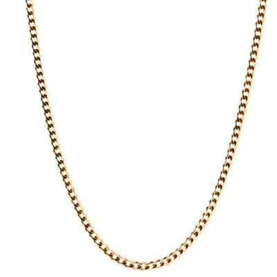 Pompeii3 14k Yellow Gold 24" Cuban Link Chain Men's Necklace 3mm Wide In Brown
