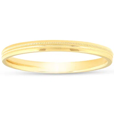 Pompeii3 14k Yellow Gold 2mm Milgrain Wedding Comfort Ring Band Size Selectable In Multi