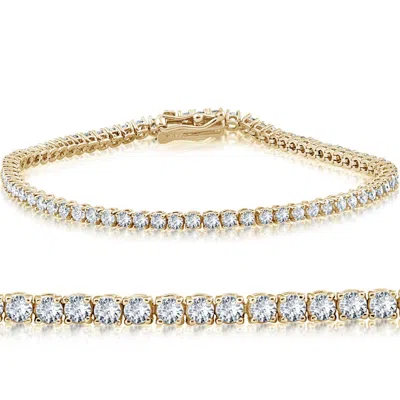 Pompeii3 14k Yellow Gold 3 Ct Round Cut Diamond Tennis Bracelet 7" In Multi