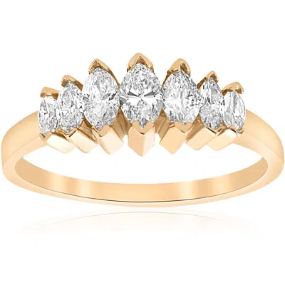 Pompeii3 14k Yellow Gold 3/4ct Marquise Diamond Wedding Anniversary Ring Womens Band In Multi