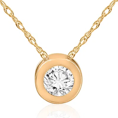 Pompeii3 14k Yellow Gold 3/4ct Round Bezel Real Diamond Pendant In Orange