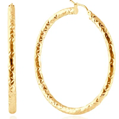 Pompeii3 14k Yellow Gold 3mm Designer Hoops Women's Earrings 1 3/4" Tall 1.9grams In Multi