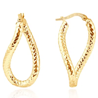 Pompeii3 14k Yellow Gold 3mm Twirl Designer Hoops Women's Earrings 1" Tall 1.15grams In Multi