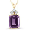 Pompeii3 14k Yellow Gold 7 1/8ct Amethyst & Diamond Solitaire Pendant In Purple
