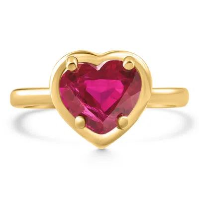 Pompeii3 14k Yellow Gold 9mm Ruby Heart Ring In White
