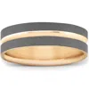 Pompeii3 14k Yellow Gold & Black Brushed Mens 6mm Flat Comfort Fit Wedding Band In Multi