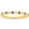 Pompeii3 14k Yellow Gold Blue Sapphire Ring 1/8ct Womens Stackable Beaded Band In Multi