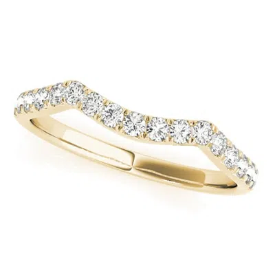 Pompeii3 14k Yellow Gold Contour Diamond Wedding Band Anniversary Ring In Silver