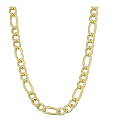 Pompeii3 14k Yellow Gold Filled Mens High Polish Solid Figaro Link Necklace In Red