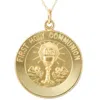 Pompeii3 14k Yellow Gold First Holy Communion Medal Pendant 1" Tall 4 Grams In Gold