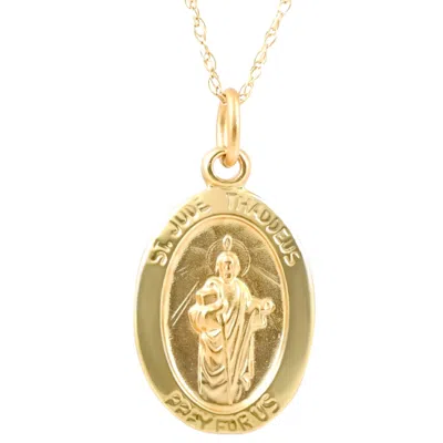 Pompeii3 14k Yellow Gold Gold St. Jude Thaddeus Medal Pendant .5" Tall 1.5 Gram