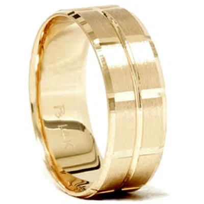 Pompeii3 14k Yellow Gold Mens 8mm Swiss Cut Wedding Ring Size Selectable In Multi