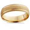 Pompeii3 14k Yellow Gold Mens Brushed Dome Double Line Wedding Band 6mm Size Selectable In Multi