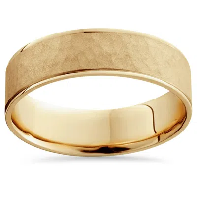 Pompeii3 14k Yellow Gold Mens Brushed Hammered Wedding Band 6mm Size Selectable In Multi