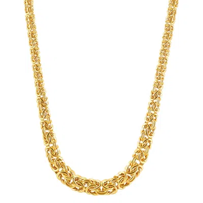 Pompeii3 14k Yellow Gold Plated Heavy Silver 17" Byzantine Chain Women's Necklace