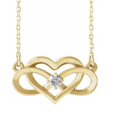 Pompeii3 14k Yellow Gold Solitaire Heart Shaped Infinity Pendant 18" Necklace In Multi