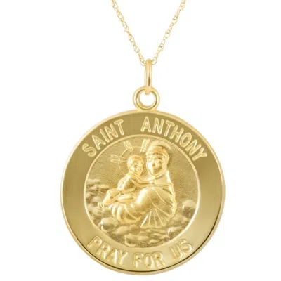 Pompeii3 14k Yellow Gold St. Anthony Medal Pendant 1" Tall 4 Grams