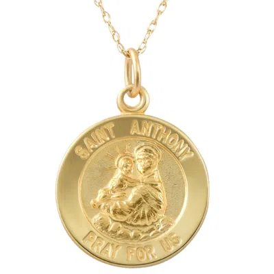 Pompeii3 14k Yellow Gold St. Anthony Medal Pendant .5" Tall 1.5 Grams