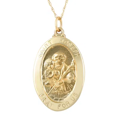 Pompeii3 14k Yellow Gold St. Joseph Medal Pendant 1" Tall 2.5 Grams
