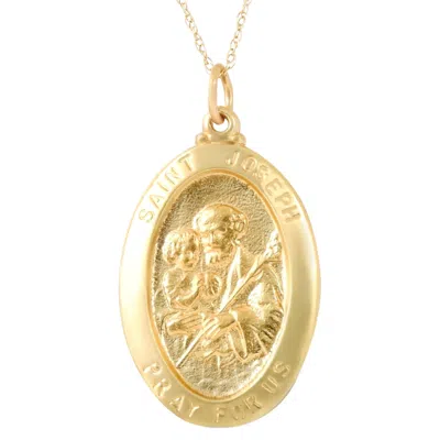 Pompeii3 14k Yellow Gold St. Joseph Medal Pendant 1" Tall 3 Grams