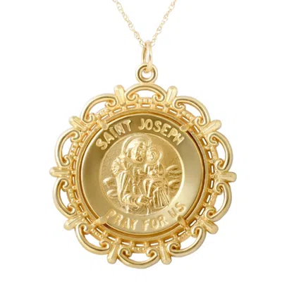 Pompeii3 14k Yellow Gold St. Joseph Medal Pendant 1" Tall 5 Grams