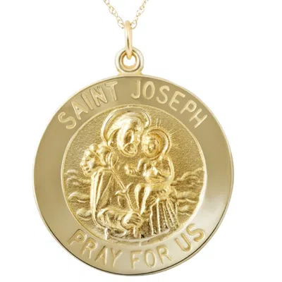 Pompeii3 14k Yellow Gold St. Joseph Medal Pendant 1" Tall 5 Grams