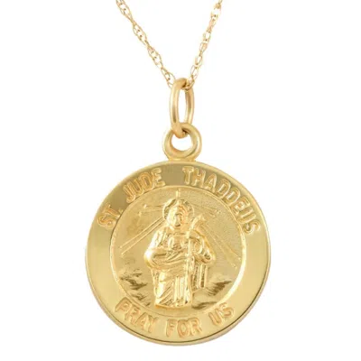 Pompeii3 14k Yellow Gold St. Jude Thaddeus Medal Pendant 1" Tall 2 Grams
