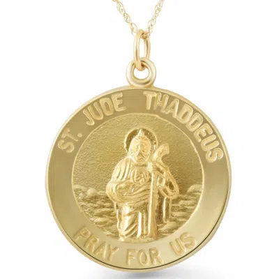 Pompeii3 14k Yellow Gold St. Jude Thaddeus Medal Pendant 1" Tall 3 Grams
