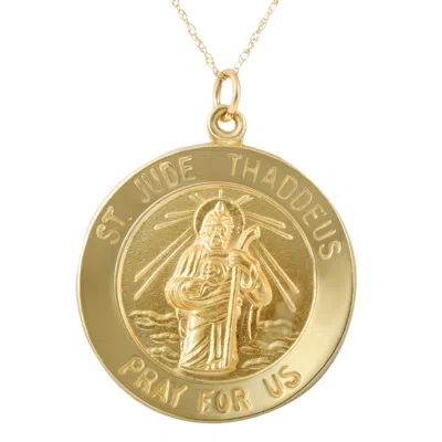 Pompeii3 14k Yellow Gold St. Jude Thaddeus Medal Pendant 1" Tall 6.5 Grams