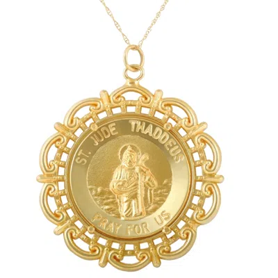 Pompeii3 14k Yellow Gold St. Jude Thaddeus Medal Pendant 1.5" Tall 7.5 ...